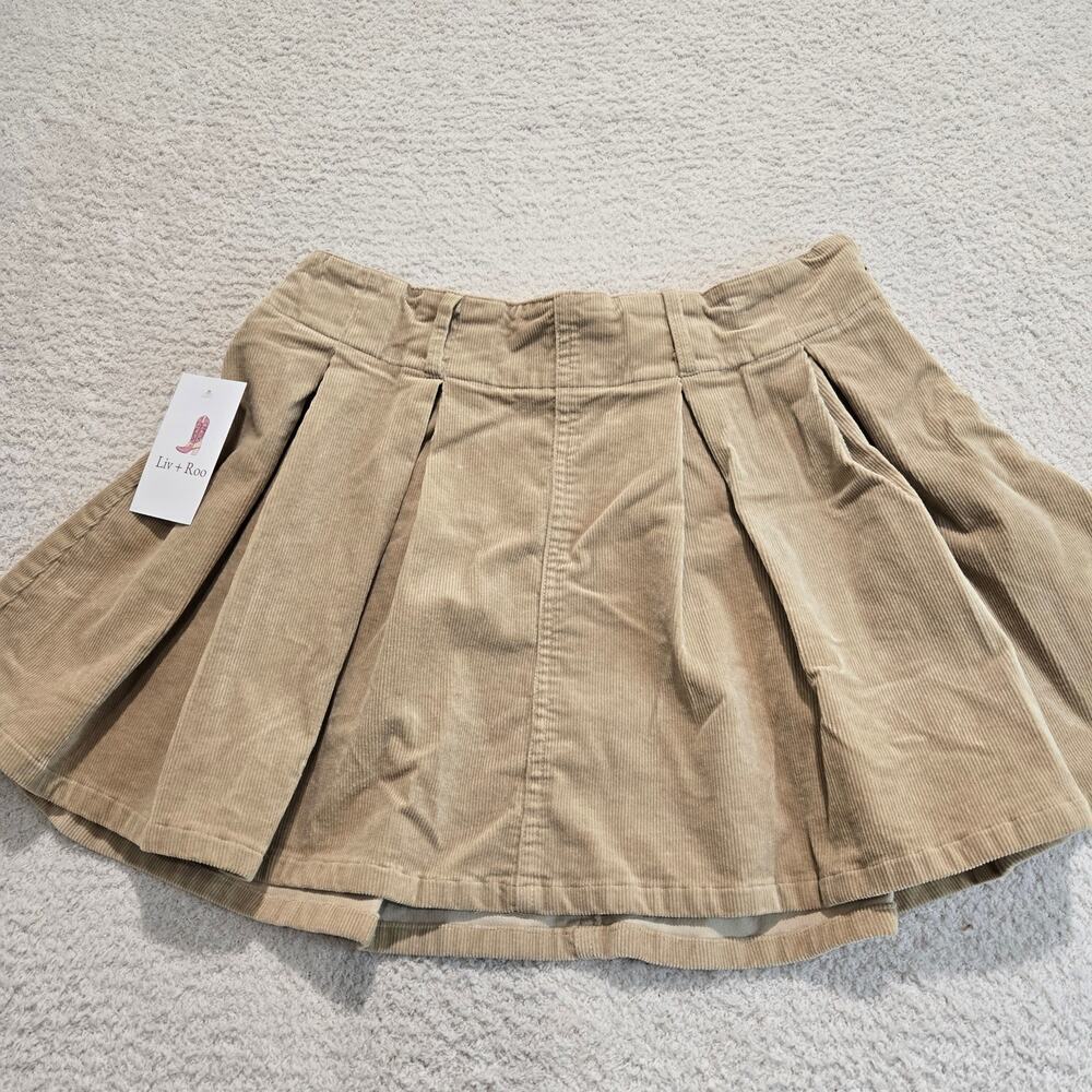 NWT Le Lis Pleated Corduroy Flared Miniskirt Sz M Preppy Light Academia